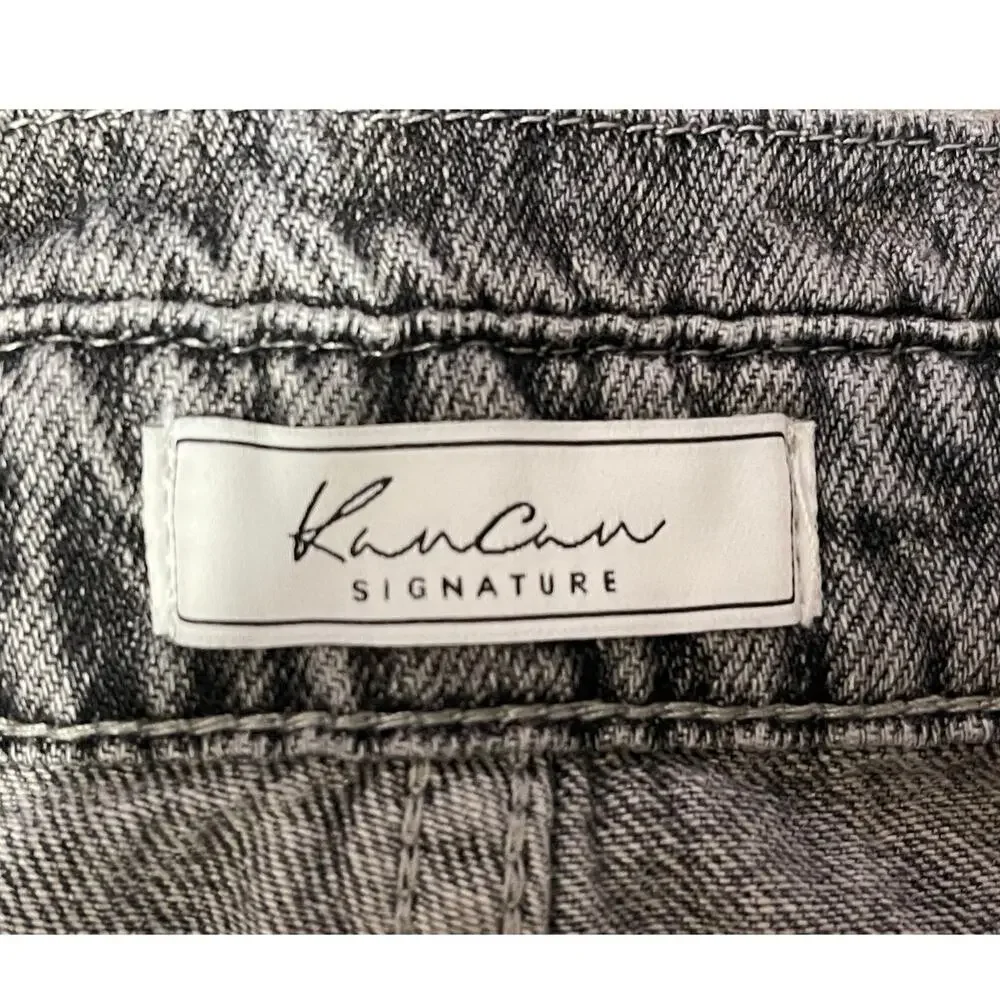 KanCan Women's High Rise 90s Slouch Acid Wash Black Jeans Size 25 Distressed Y2K